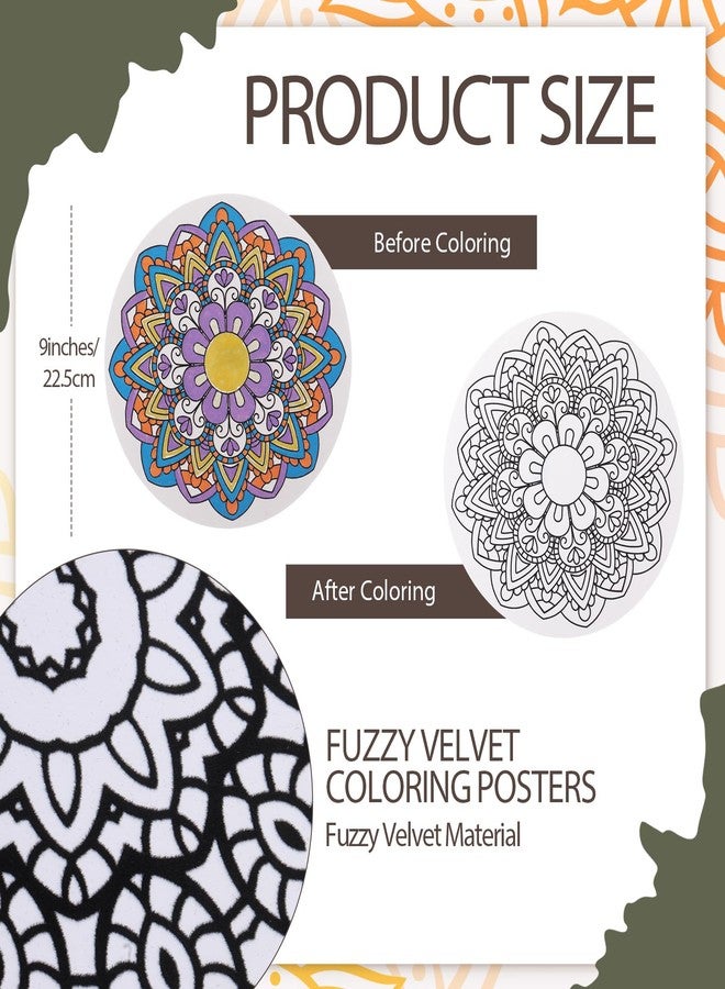 Zhanmai 48 Pack Velvet Coloring Posters Mandala Fuzzy Felt Coloring Pages Mandala Works Adult Color Your Own Poster Bulk for Holiday Gifts Party Activities - Image 2
